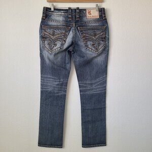 NEW Rock Revival Hern Slim Straight Denim Jeans Size 32x32 Blue